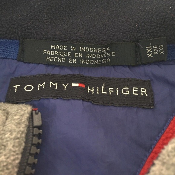 VTG Tommy Hilfiger Jacket Mens XXL Red Gray Fleece Full Zip Embroidered Logo YTK - Picture 3 of 13